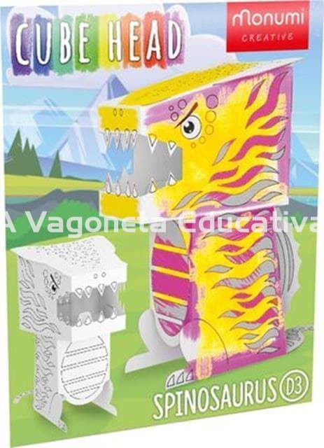 DINO SPINOSAURUS CABEZA CUBO PARA COLOREAR - Imagen 1