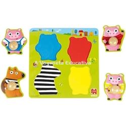 LOS TRES CERDITOS ENCAJE MADERA - Imagen 2