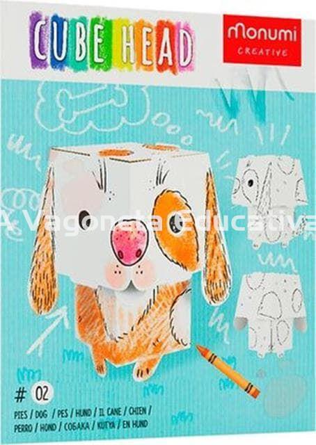 PERRO CABEZA CUBO PARA COLOREAR - Imagen 1