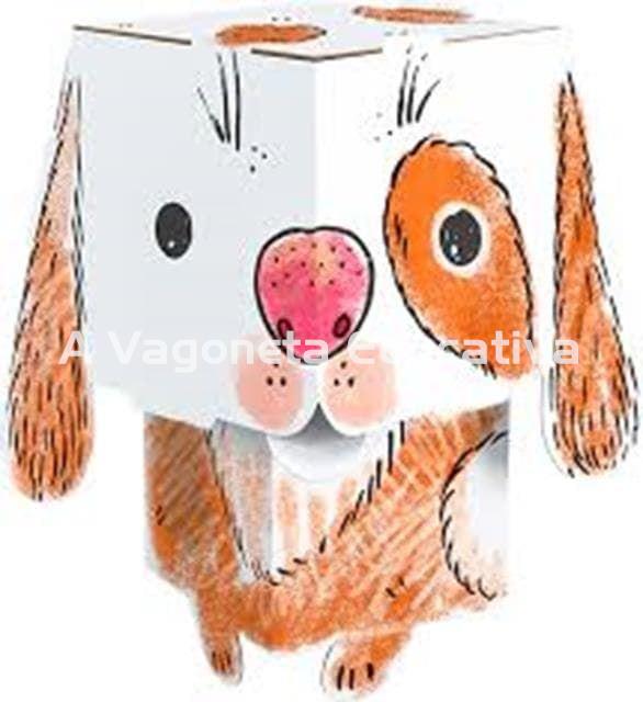 PERRO CABEZA CUBO PARA COLOREAR - Imagen 3