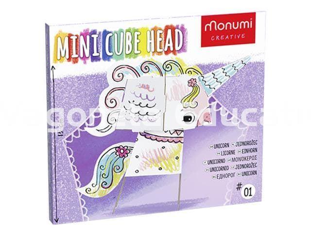 UNICORNIO MINI CABEZA CUBO PARA COLOREAR - Imagen 1